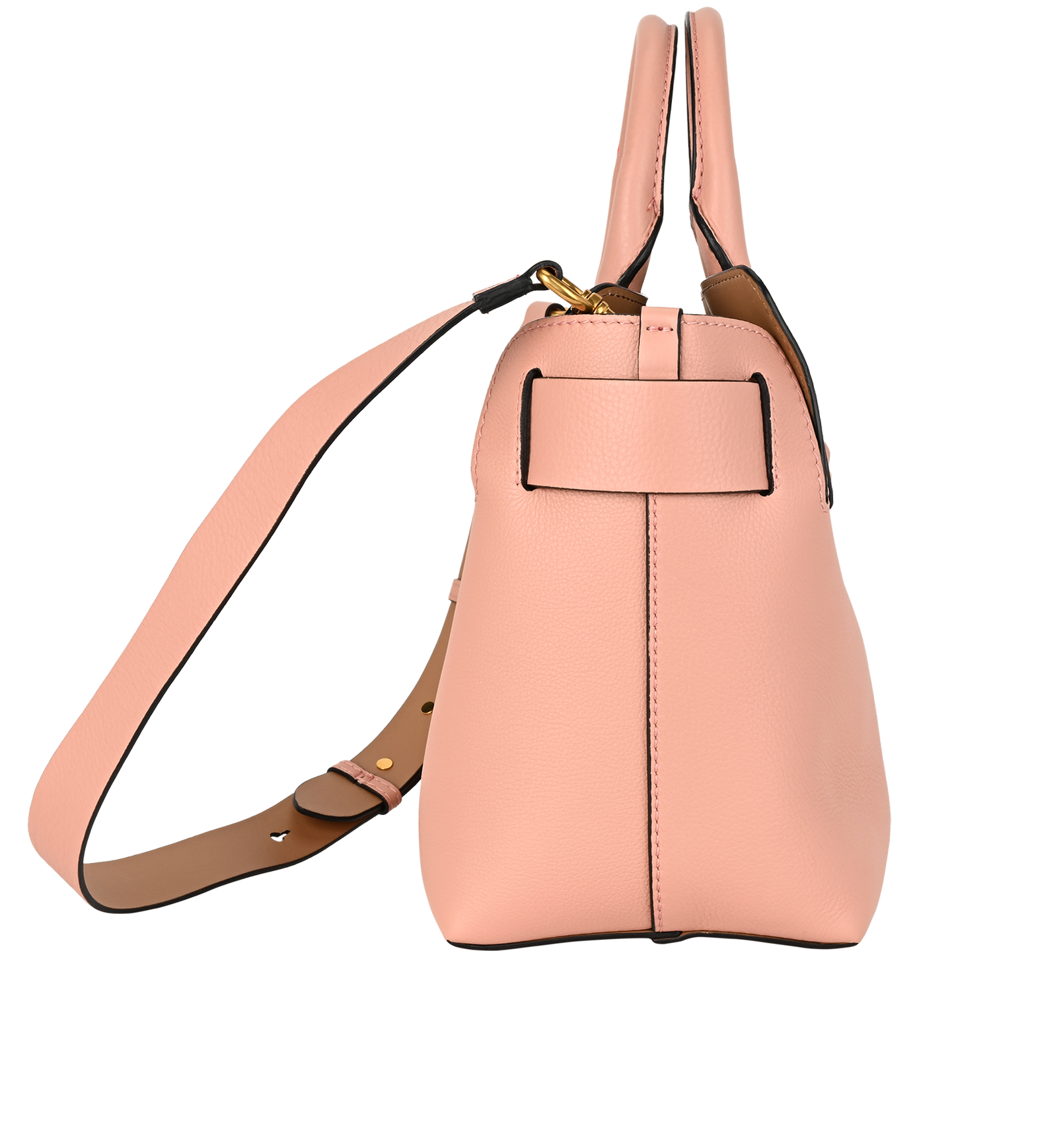 Changeable Belted Tote, &pound;450, Handbags, Black/Pink, Leather, Side view